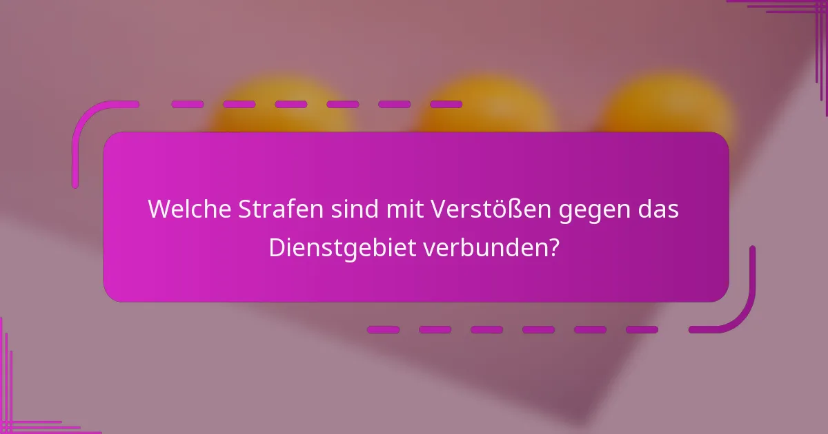 Welche Strafen sind mit Verstößen gegen das Dienstgebiet verbunden?